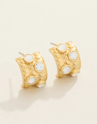 Karissa Hoop Earrings White Opal