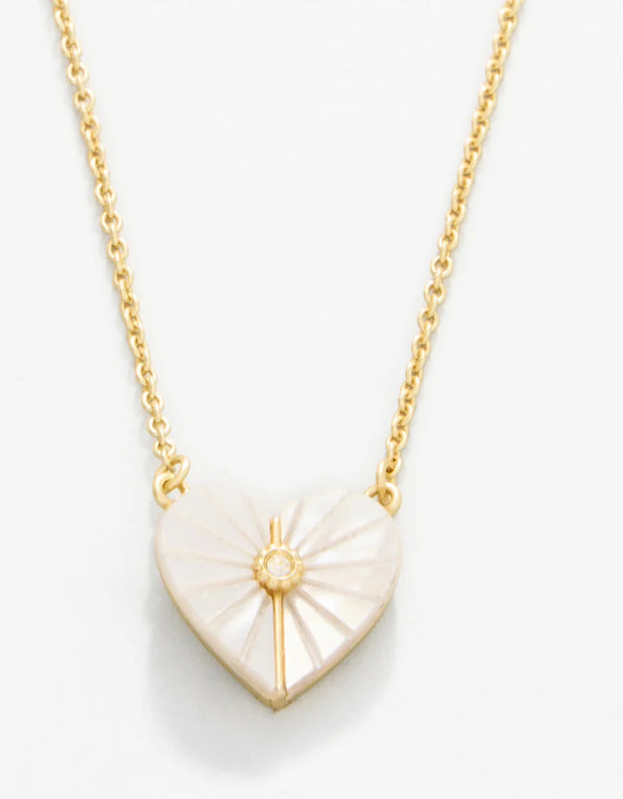 SLV Necklace 18” Mother-of-Pearl/Heart Gold