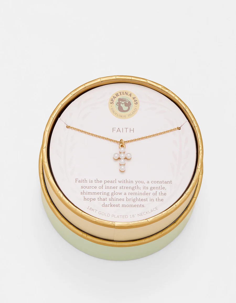 SLV Necklace Faith/Pearl Cross - Gold