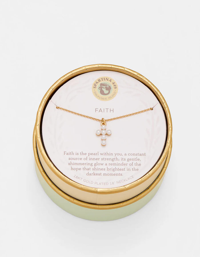 SLV Necklace Faith/Pearl Cross - Gold