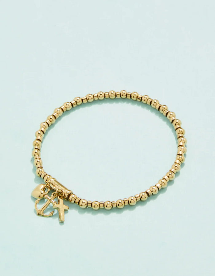 Faith Hope Love Stretch Bracelet Gold 4mm