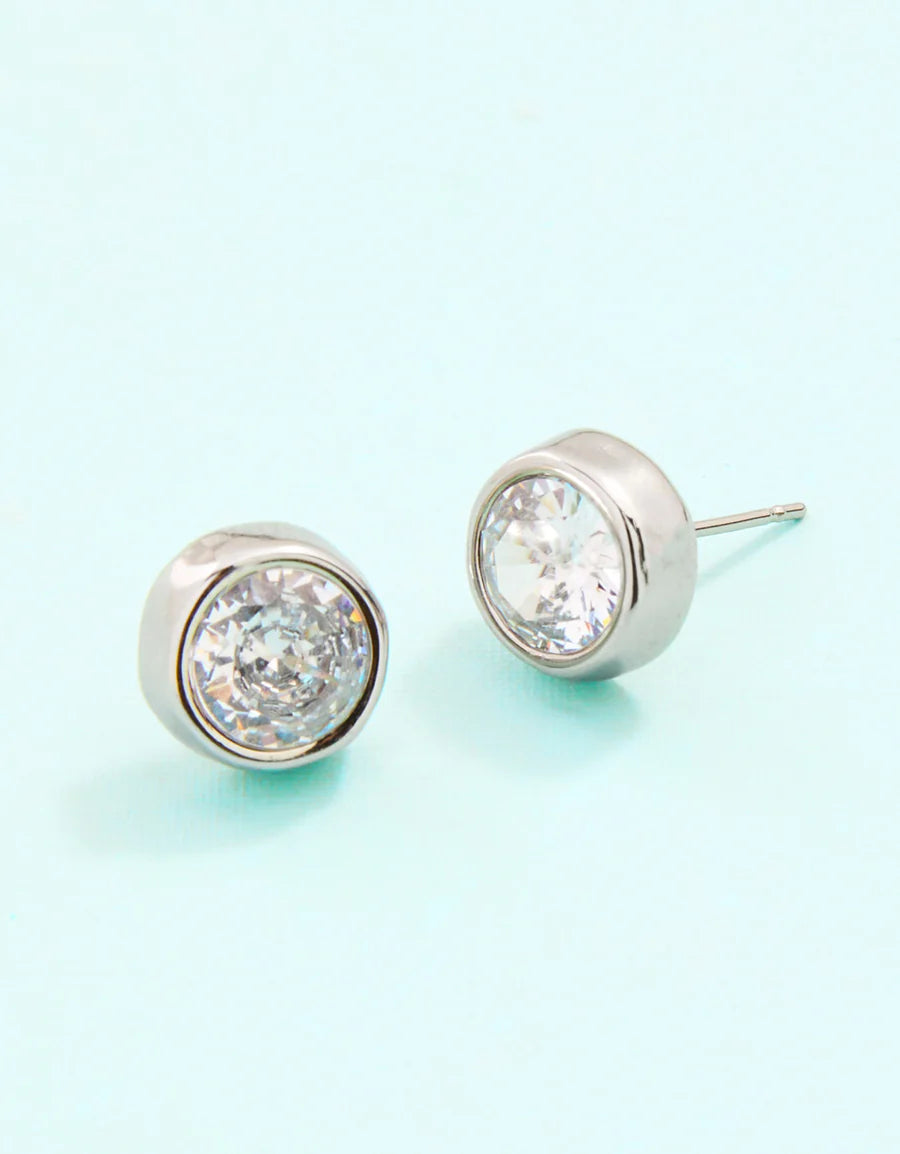 Lighthouse Stud Earrings Cubic Zirconia Silver