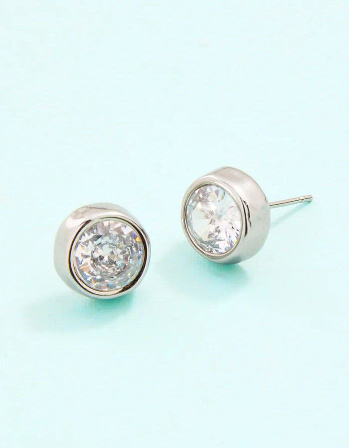 Lighthouse Stud Earrings Cubic Zirconia Silver