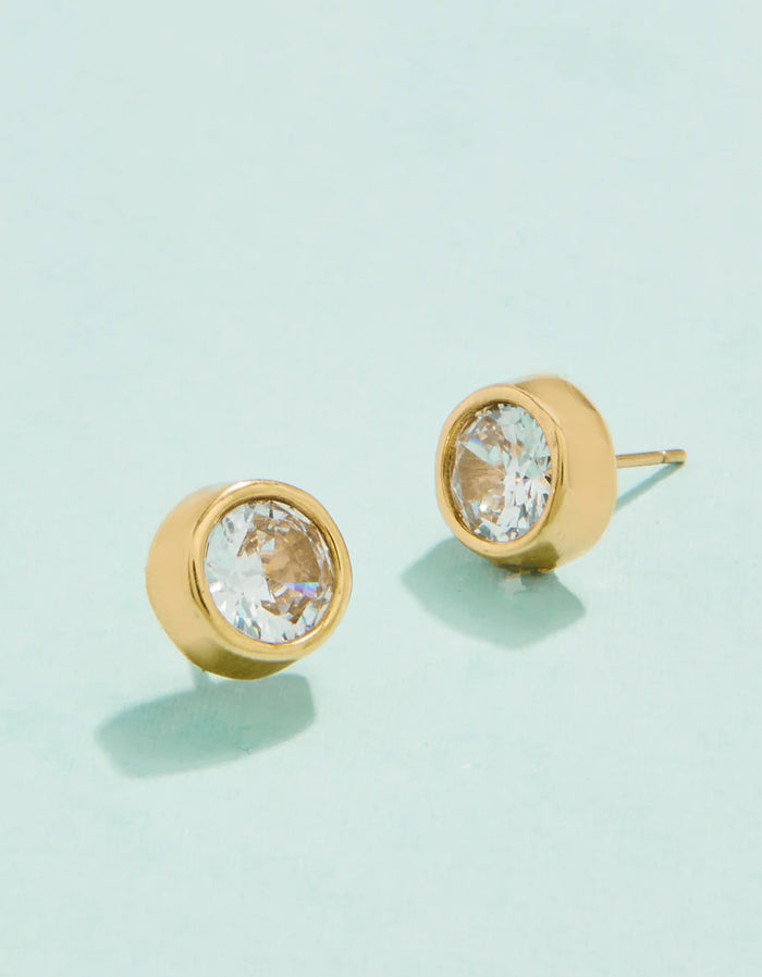 Lighthouse Stud Earrings Cubic Zirconia Gold