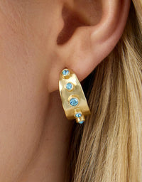 Estate Petite Hoop Earrings Blue