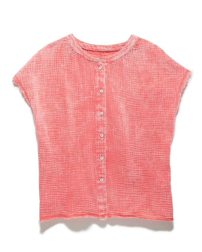 Amberly Button Down Coral Top