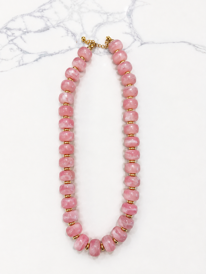 Capri Beaded Necklace - Light Pink