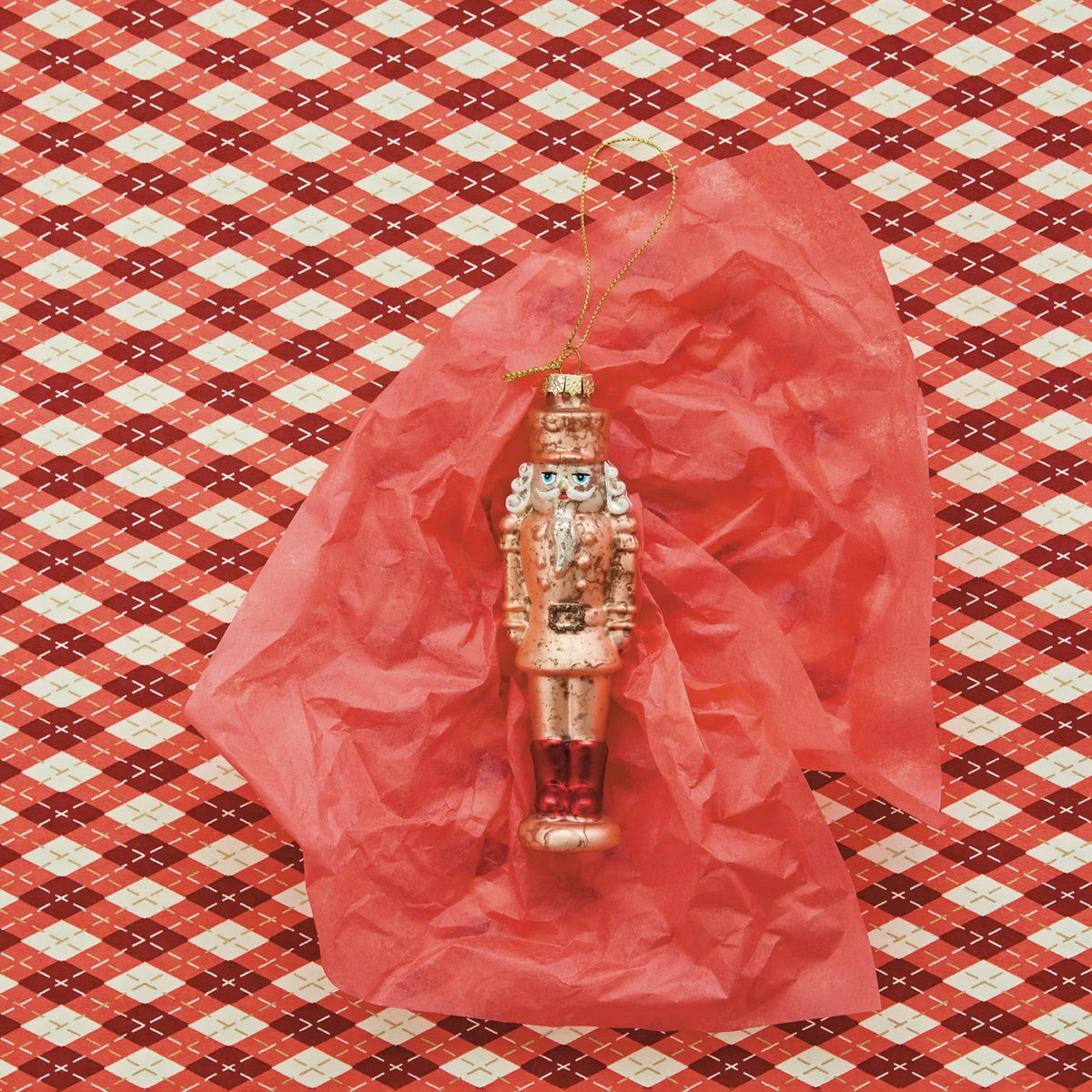 Mercury Glass Nutcracker Ornament with Glitter