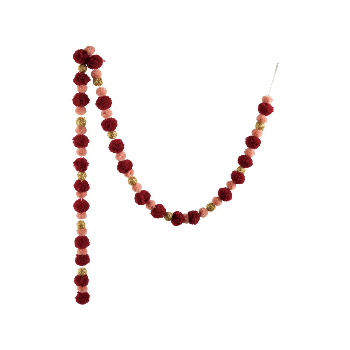 Fabric Pom Pom Garland, Gold Finish