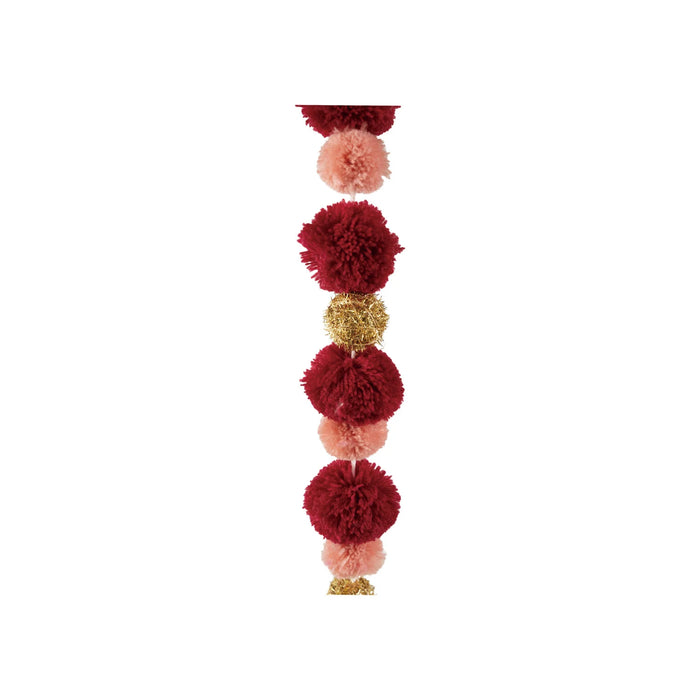 Fabric Pom Pom Garland, Gold Finish