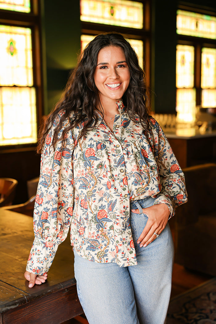 Layerz Jenna Red/Blue Foral Top