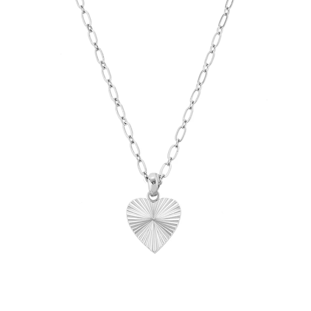 Natalie Wood Adorned Heart Charm Necklace-Silver
