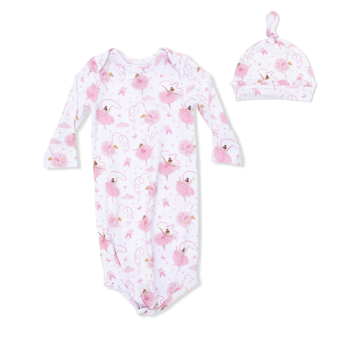 Angel Dear Ribbon Ballerinas Knotted Gown & Ruffle Hat 0-3mo