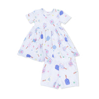 Angel Dear Floral Pickleball Twirly Dress with Cartwheel Short