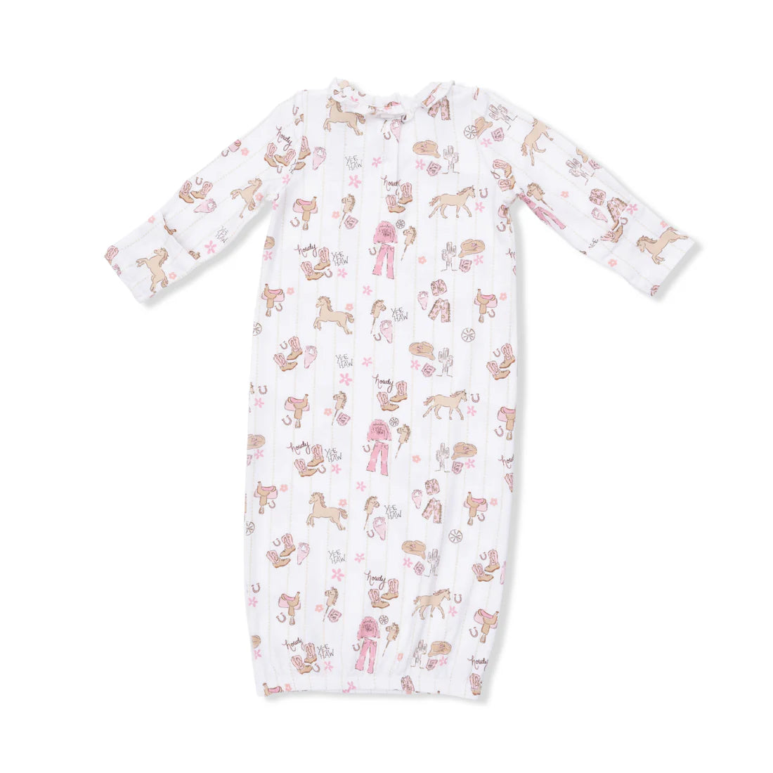 Angel Dear Cowgirl Nursery Kimono Gown & Ruffle Knotted Hat 0-3mo