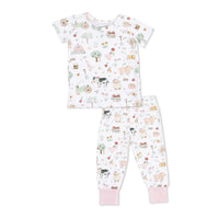 Angel Dear Farm Animals Pink - Short Sleeve Loungewear Set