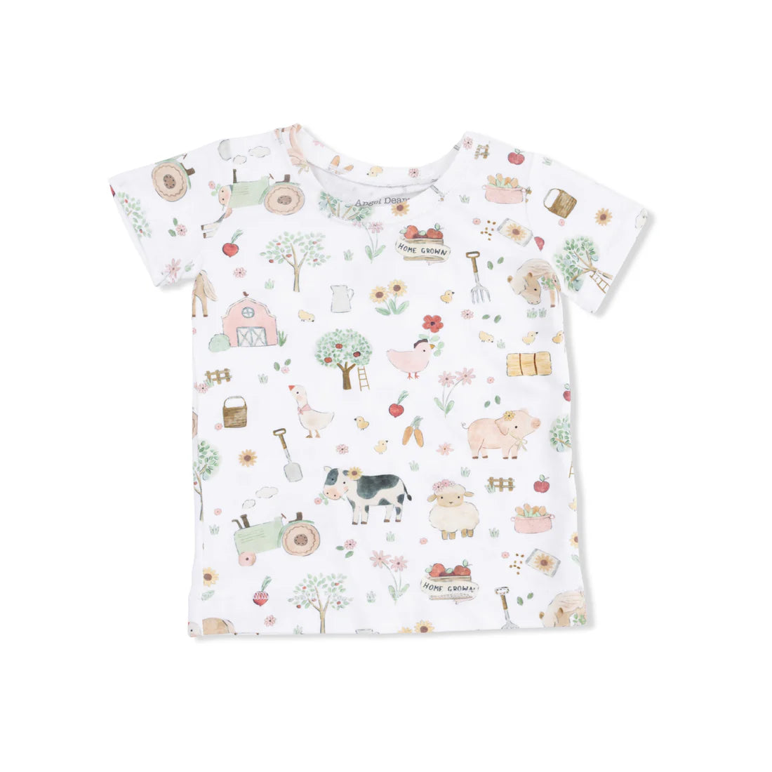 Angel Dear Farm Animals Pink - Short Sleeve Loungewear Set