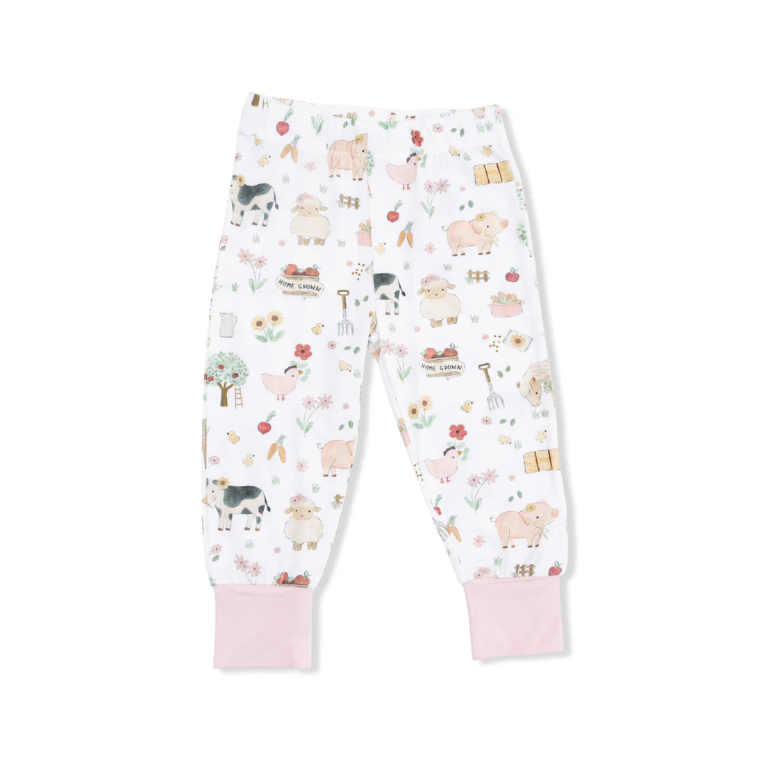 Angel Dear Farm Animals Pink - Short Sleeve Loungewear Set