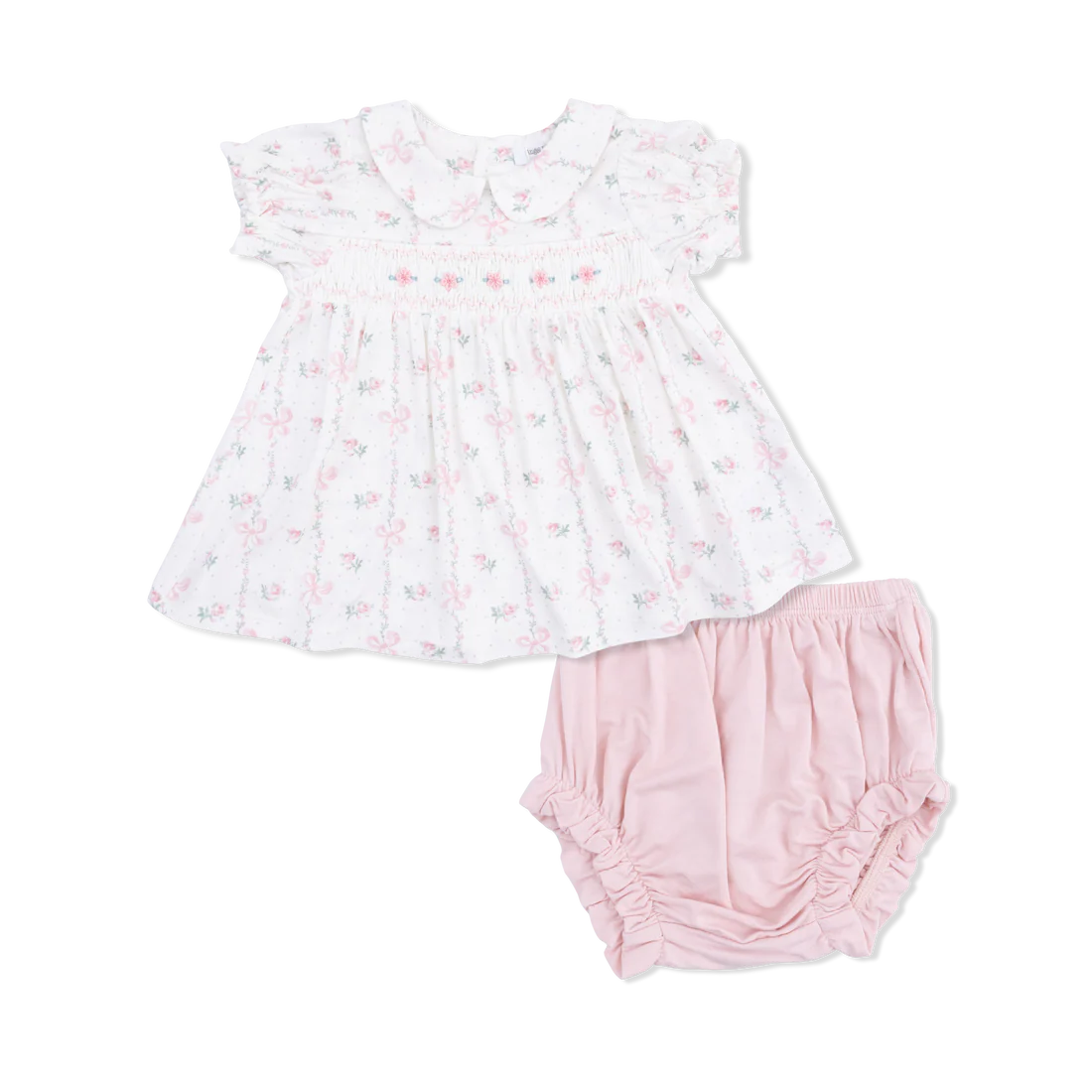Angel Dear Dainty Buds and Bows Smocked Dress Set