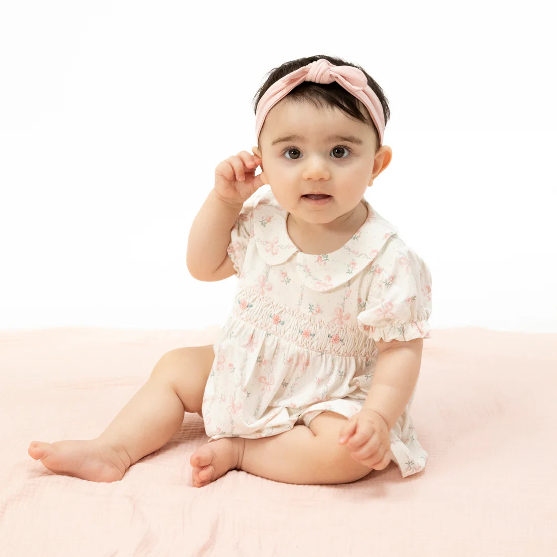 Angel Dear Dainty Buds and Bows Smocked Dress Set