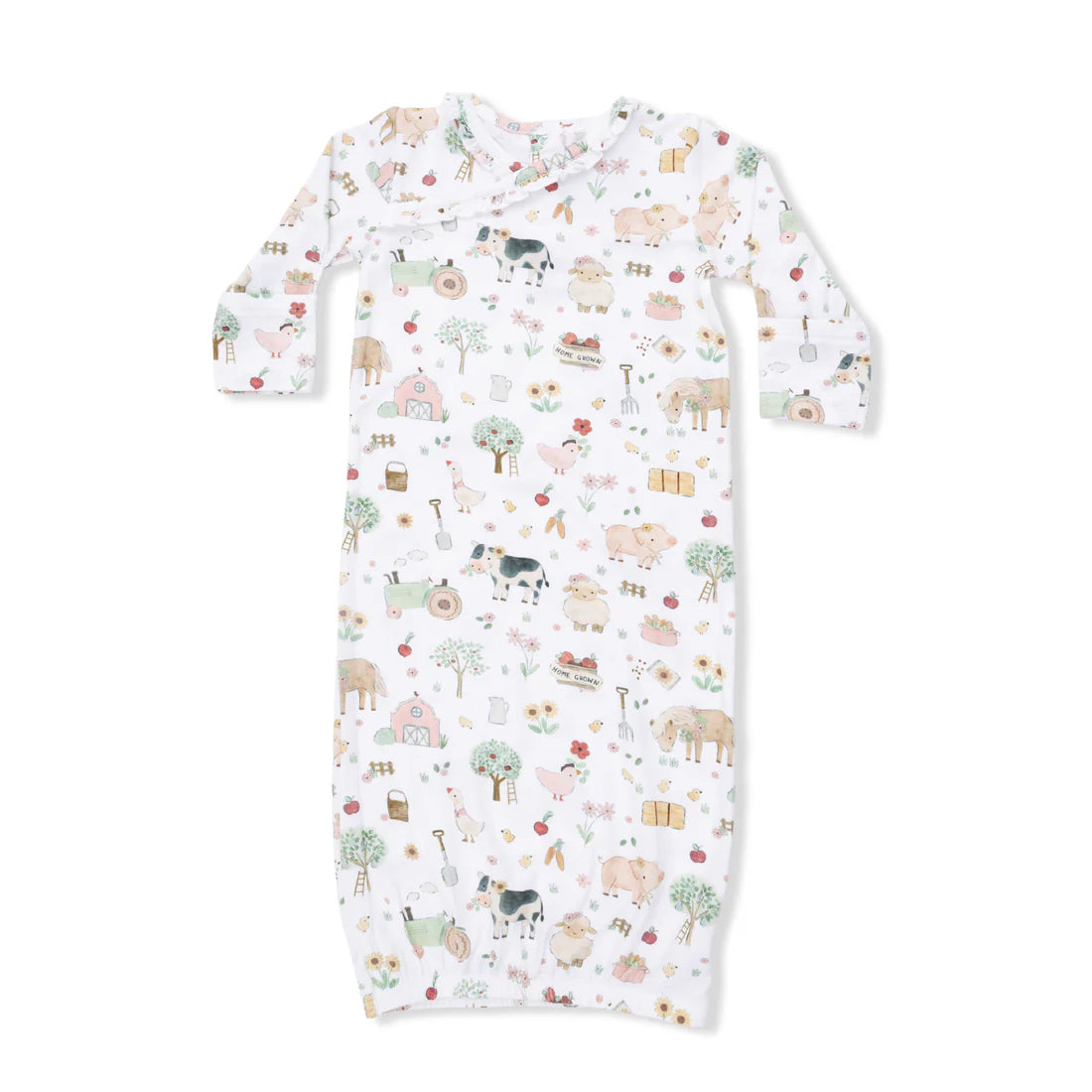 Angel Dear Farm Animals Pink Kimono Gown & Ruffle Knotted Hat