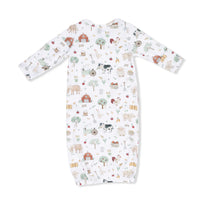 Angel Dear Farm Animals Pink Kimono Gown & Ruffle Knotted Hat