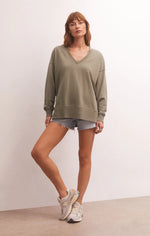 Olivia Modern V-Neck Weekender in Evergreen