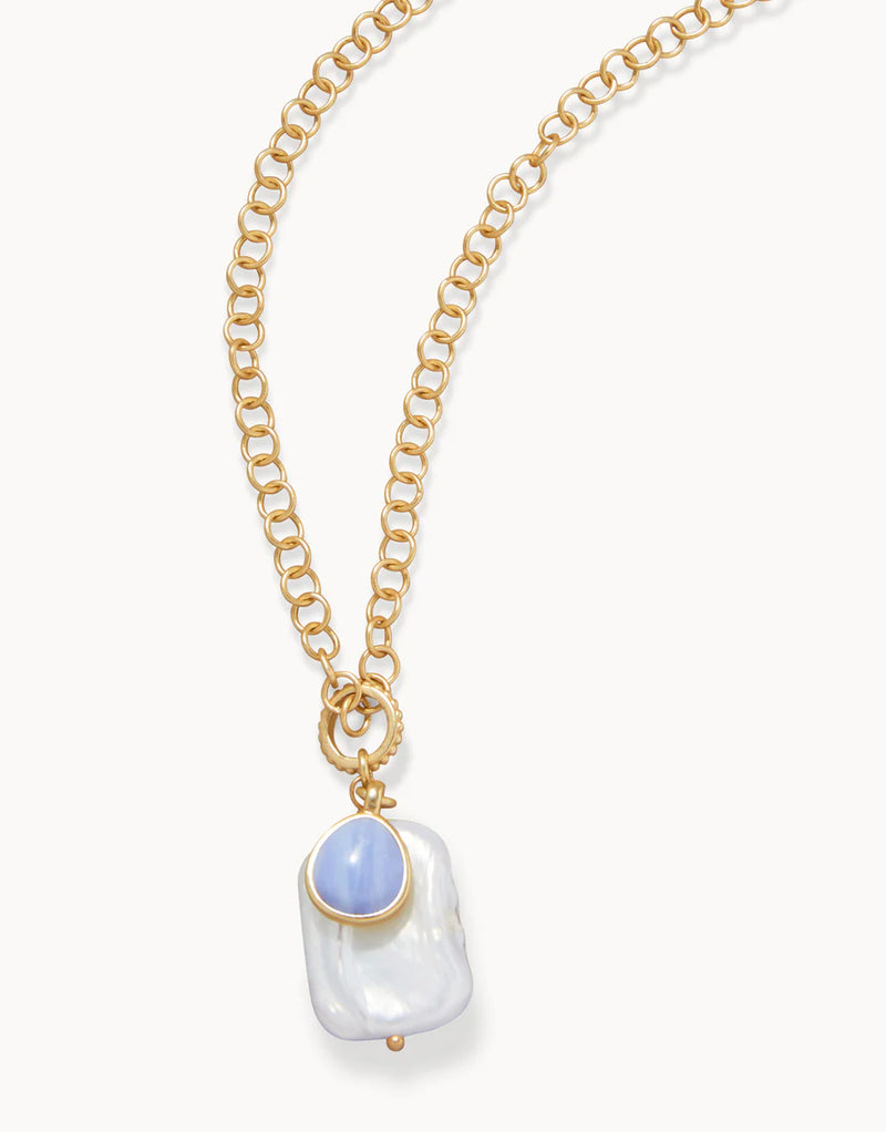 May River Necklace Recycled Blue Chalcedony