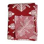 Cotton Knit Throw with Snowflake Pattern