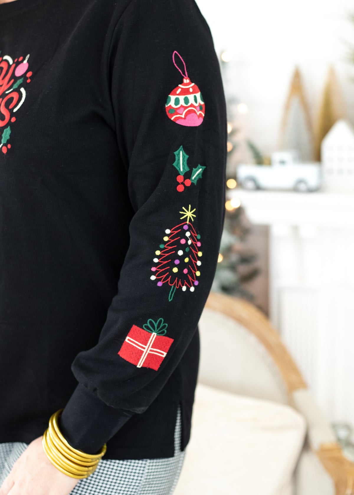 Merry Christmas Embroidered Top