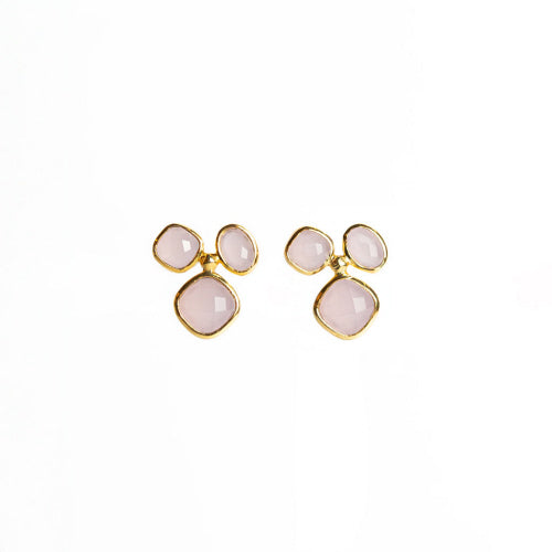 Lt. Pink Quartz Gemstone Stud Earring