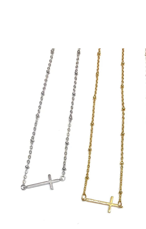 Heavenly Cross Choker in Gold and Silver