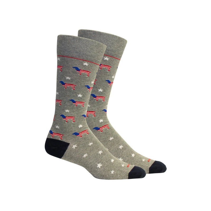 Red White Beau Socks in Grey Heather