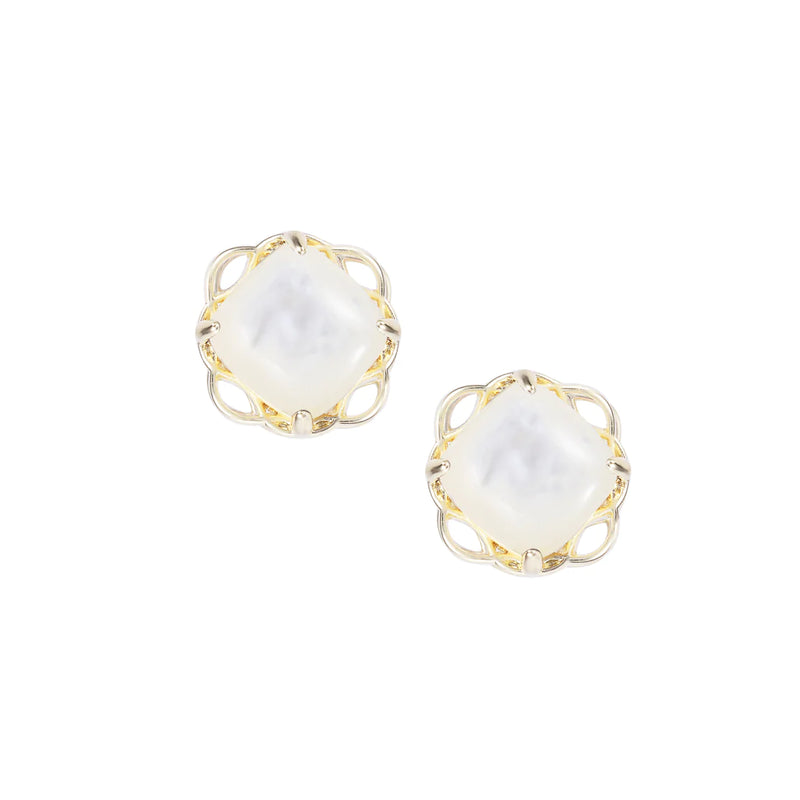 Blossom Stud Earrings - River Pearl/Gold