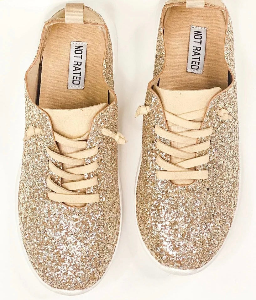 Mayo Glitter Sneakers in White White / 6