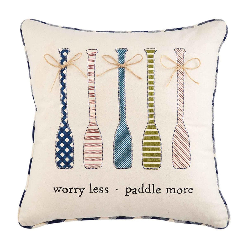 Worry Less Paddle More Lake Applique Pillows